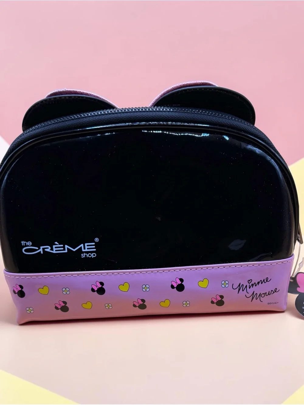 The Crème Shop Minnie Mouse Black & Pink Bow Cosmetic Bag